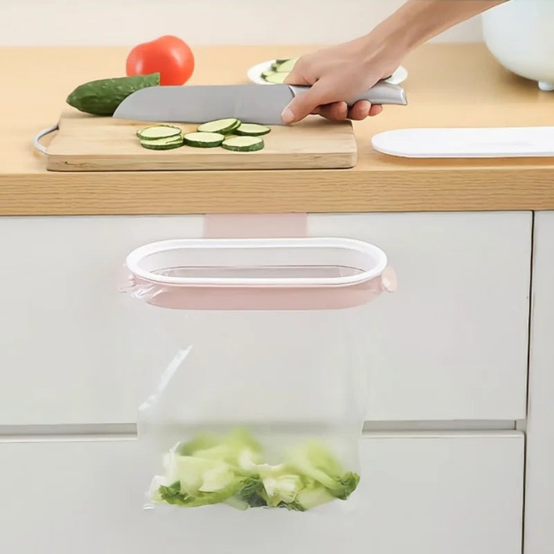 Portable Trash Bag Plastic Bracket Kitchen Cabinet Door Basket Hanging Trash Can Wall-Mounted Kitchen Organzier 