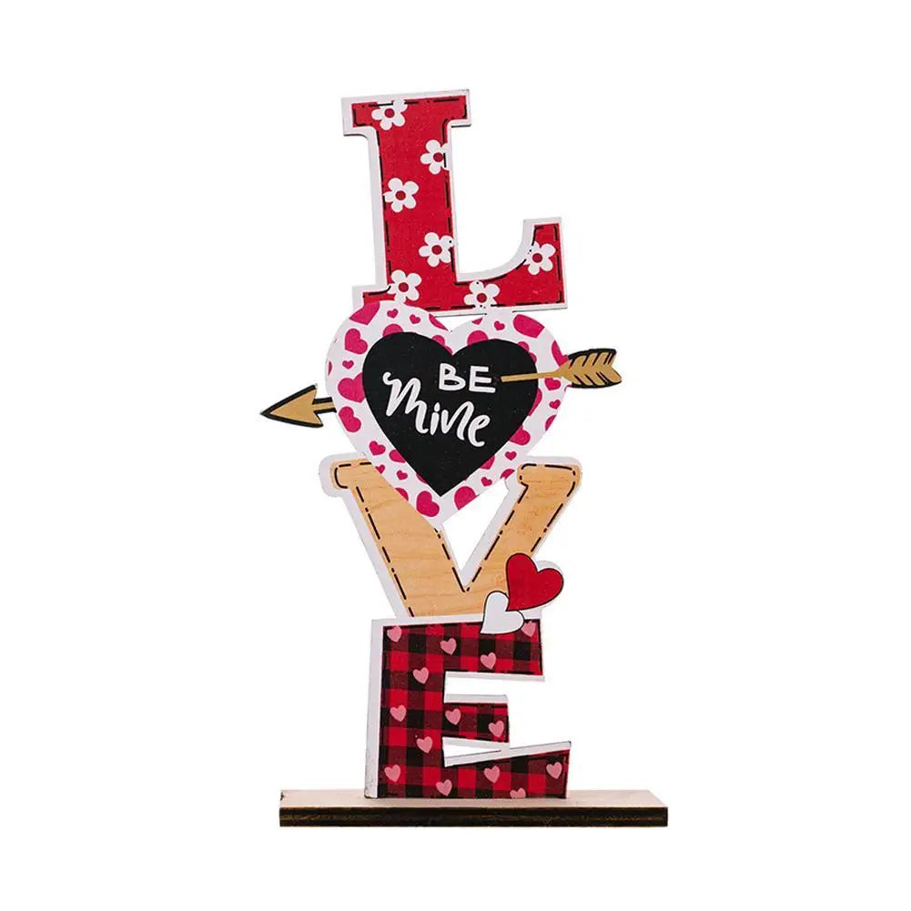 Wood Decorative Love/KISS Letter Retro Wedding Desktop Cutout Table Ornaments Sweet Gift For Valentine Thanksgiving Handicraft