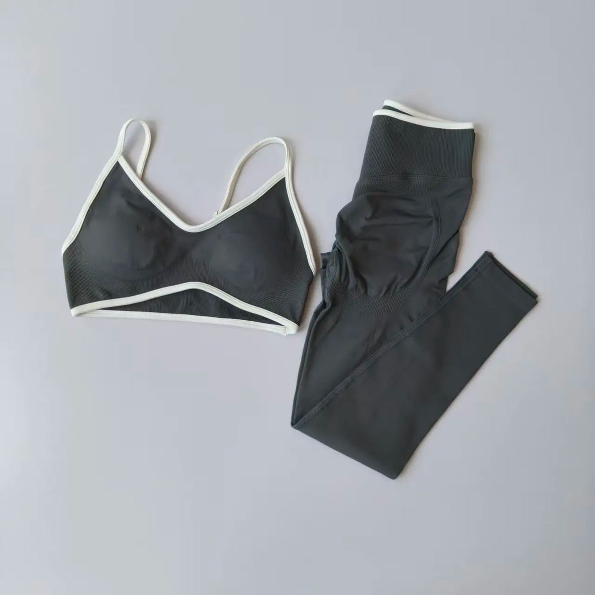 Conjuntos de mallas sin costuras para mujer, sujetadores y mallas deportivas con tiras, mallas esculpidas de cintura alta, pantalones para correr, trajes de gimnasio, 2 uds.