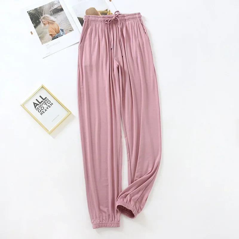 new style home service ladies pants spring and summer thin modal loose large size solid color home pants women bottoms