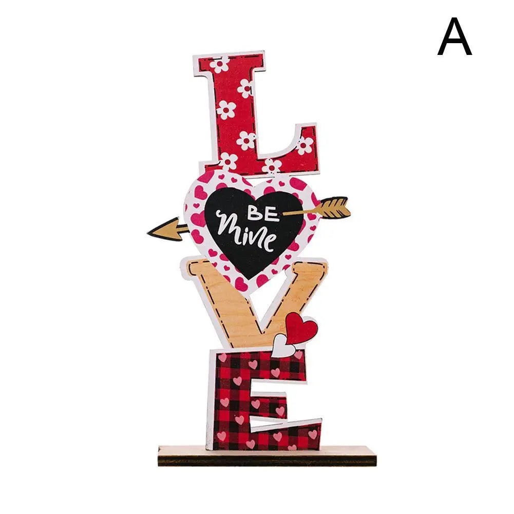 Wood Decorative Love/KISS Letter Retro Wedding Desktop Cutout Table Ornaments Sweet Gift For Valentine Thanksgiving Handicraft