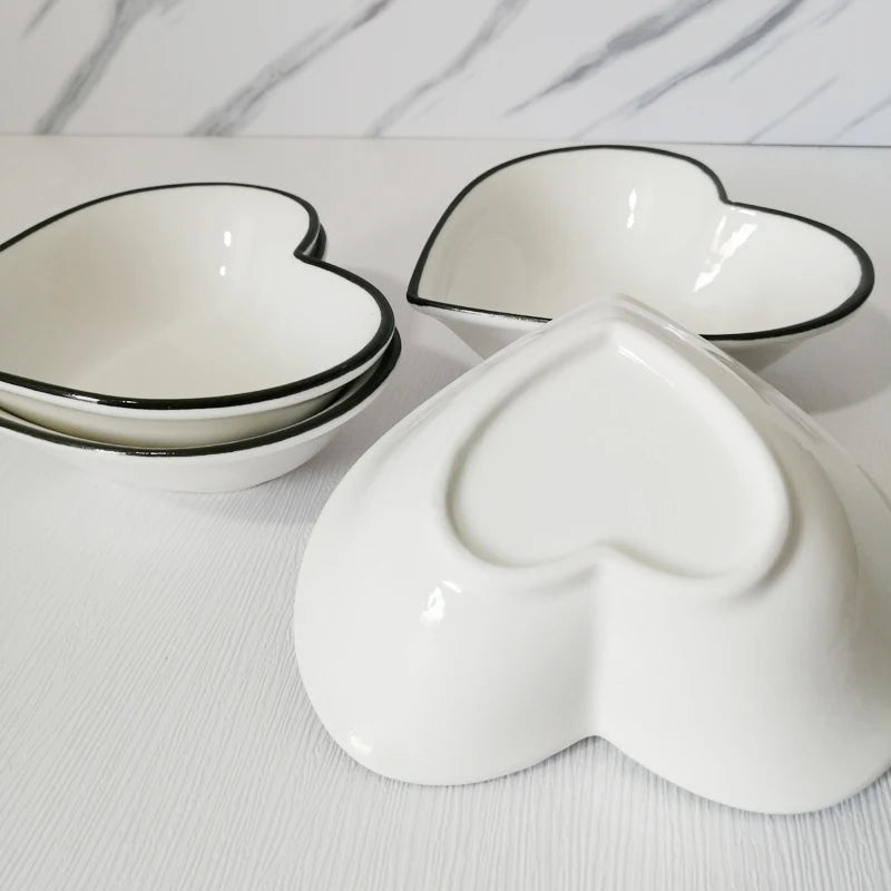 Ceramic Heart Plate Kitchen Cooking Dishes Lovers Tableware Special-shaped Plate Kitchen Utensils Porcelain New