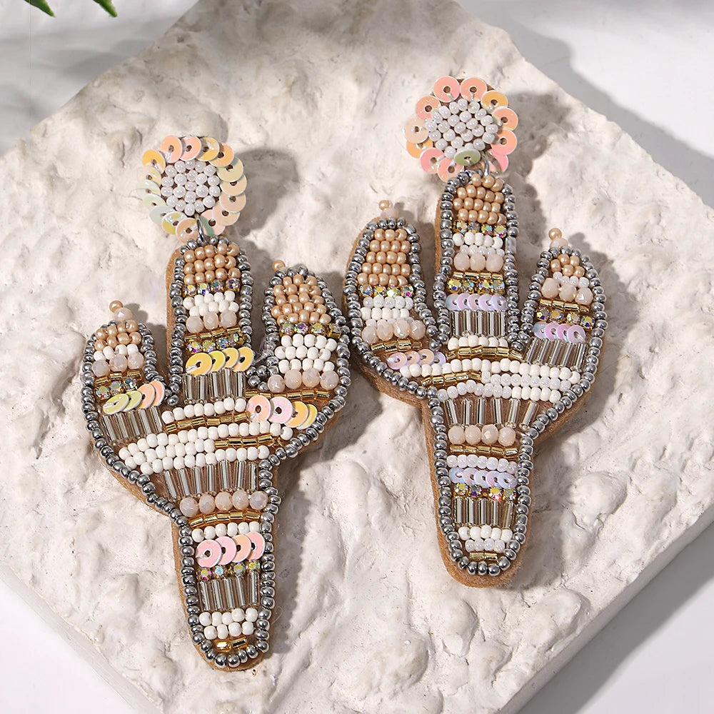 AENSOA Bohemian Starfish Lobster Conch Seed Bead Drop Earrings for Women Handmade Ocean Animal Earrings Summer Beach Jewelry