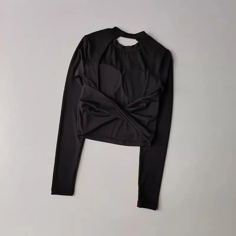 Camiseta deportiva con almohadilla  espalda descubierta, traje de Yoga adelgazante de secado rápido, ropa superior