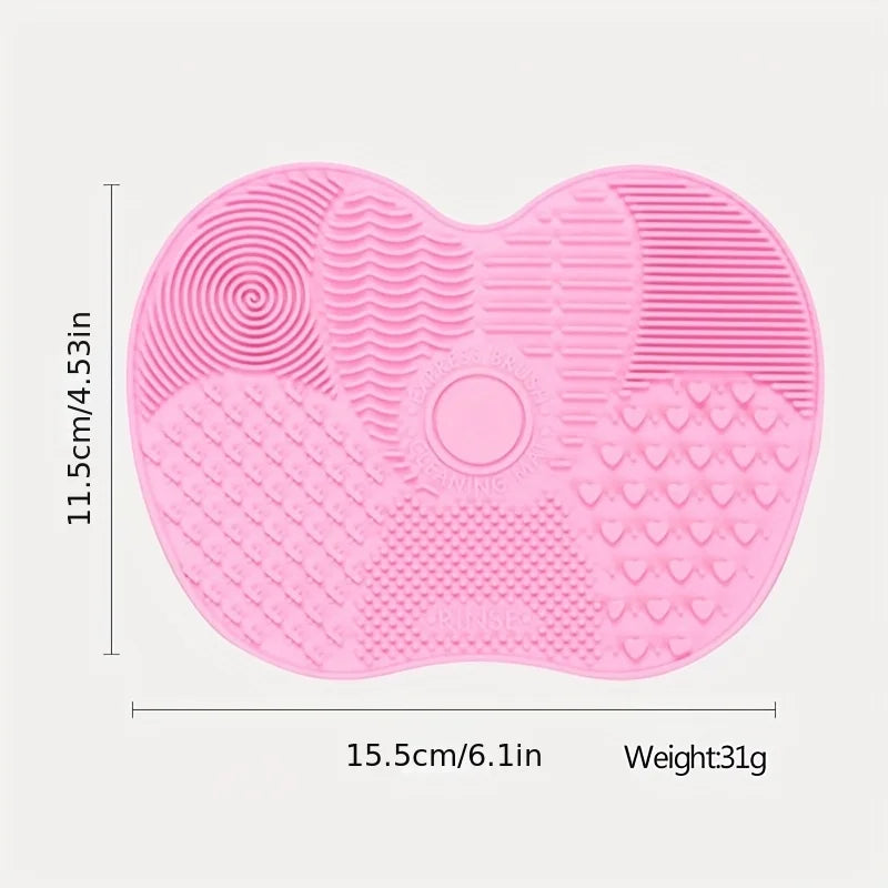 Almohadilla limpiadora de brochas de maquillaje en forma de manzana de silicona con ventosa para una limpieza eficaz de herramientas cosméticas, 1 ud.