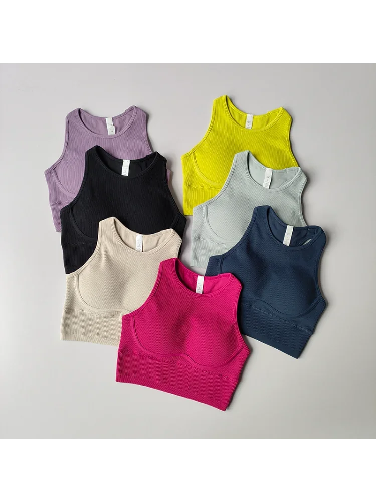 Sports Underwear Integrated Fixed Chest Pad for Women's Yoga Suit Vest Tight and Slimming Fitness Bra I-shaped Back Bra Clothes