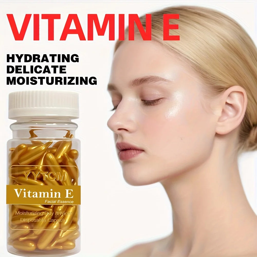 Cápsulas de suero de vitamina E, cápsulas de esencia de un solo uso, piel facial hidratante e hidratante, 90 cápsulas/botella - 1 botella