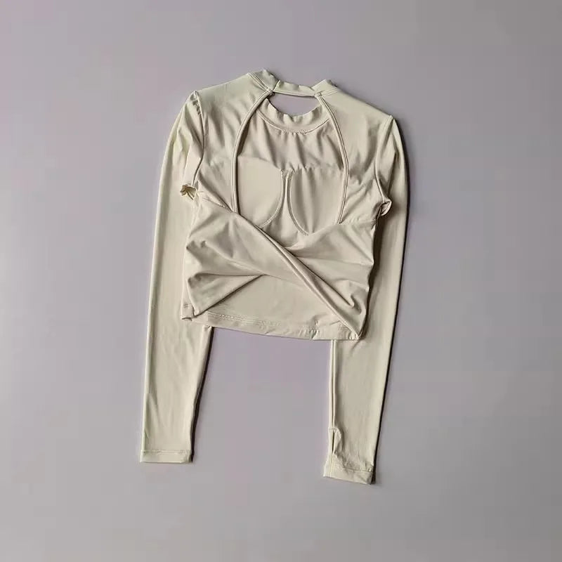 Camiseta deportiva con almohadilla  espalda descubierta, traje de Yoga adelgazante de secado rápido, ropa superior