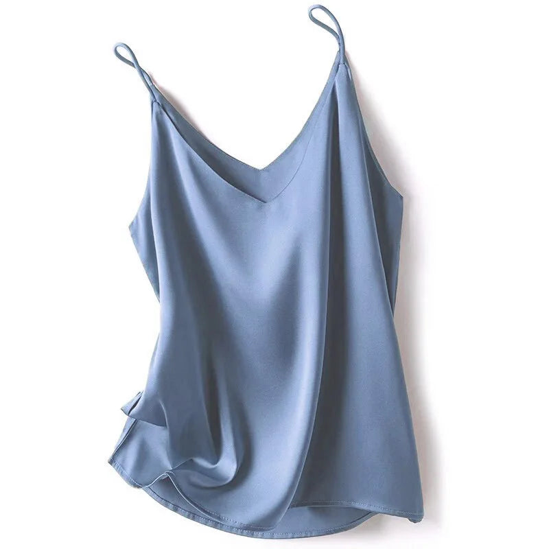 2025 Summer Camisole Slim Vest Sexy Women Sleeveless V-Neck Gray Tee Tank Tops Female Solid Black/White Korean Crop Tops Y2k