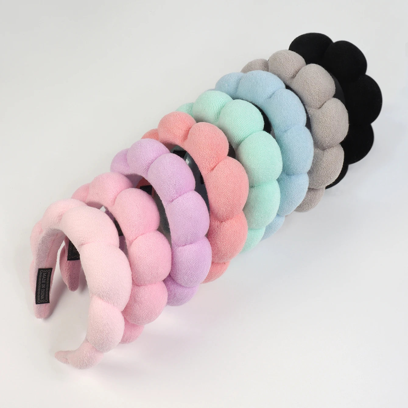 3 unit pulseras de lavado de microfibra de moda Scrunchies diadema hinchada Spa diadema de burbujas para lavar Maquillaje facial ducha cuidado de la piel