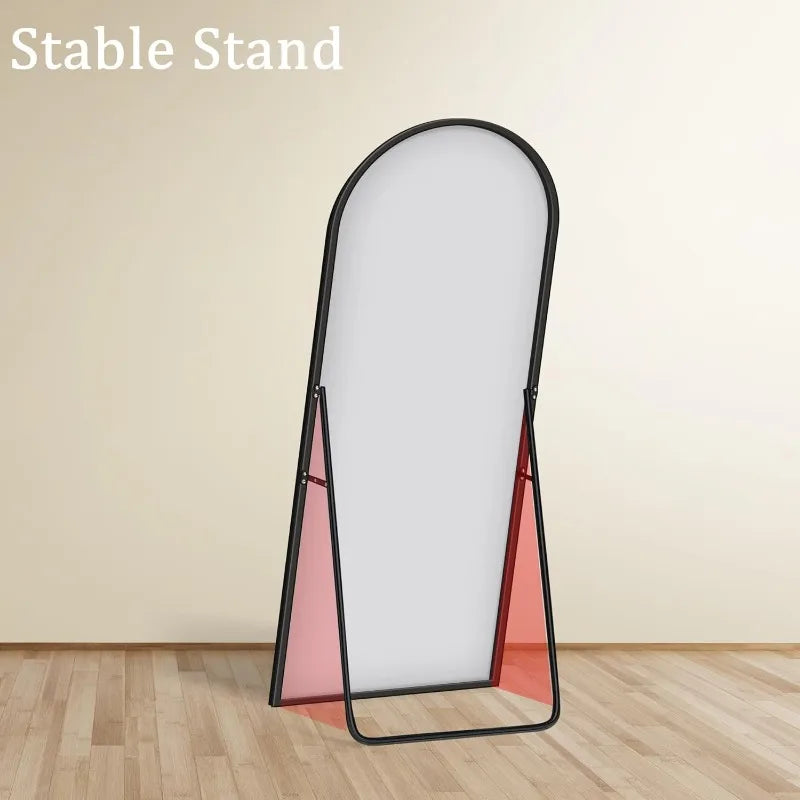 Full Length modern Mirror with Stand - 57" x 18" Aluminum Alloy Frame Full Body Mirror