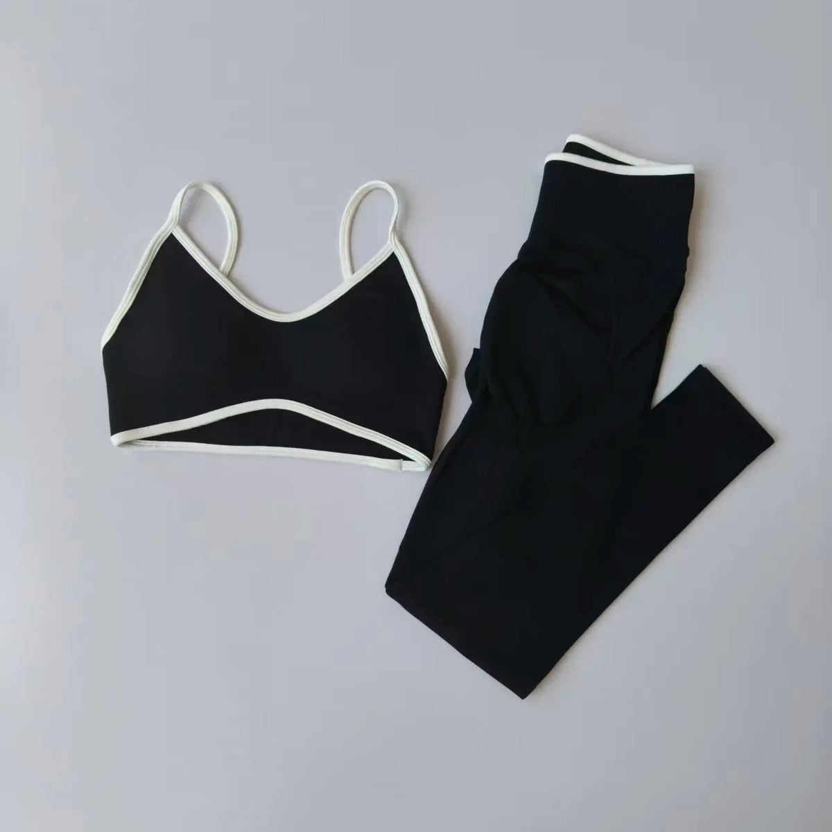 Conjuntos de mallas sin costuras para mujer, sujetadores y mallas deportivas con tiras, mallas esculpidas de cintura alta, pantalones para correr, trajes de gimnasio, 2 uds.