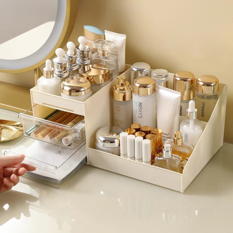 1 Organizador de cosméticos, estante organizador de escritorio, cajón organizador de dormitorio, organizador de cosméticos para dormitorio, estuche de exposición de cosméticos