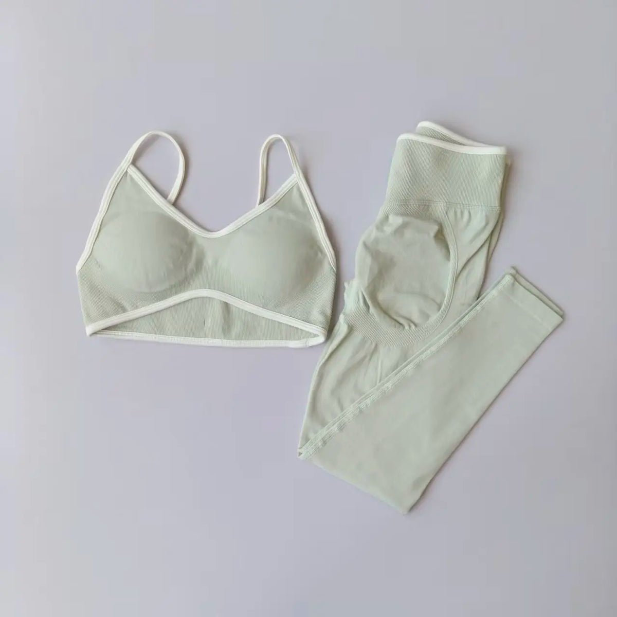 Conjuntos de mallas sin costuras para mujer, sujetadores y mallas deportivas con tiras, mallas esculpidas de cintura alta, pantalones para correr, trajes de gimnasio, 2 uds.