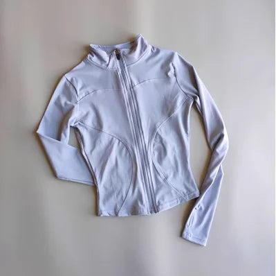 Chaqueta de manga larga para deportes al aire libre para mujer, ropa de Yoga delgada, cárdigan de secado rápido con cremallera, cuello alto, chaqueta para correr, Fitness, Top