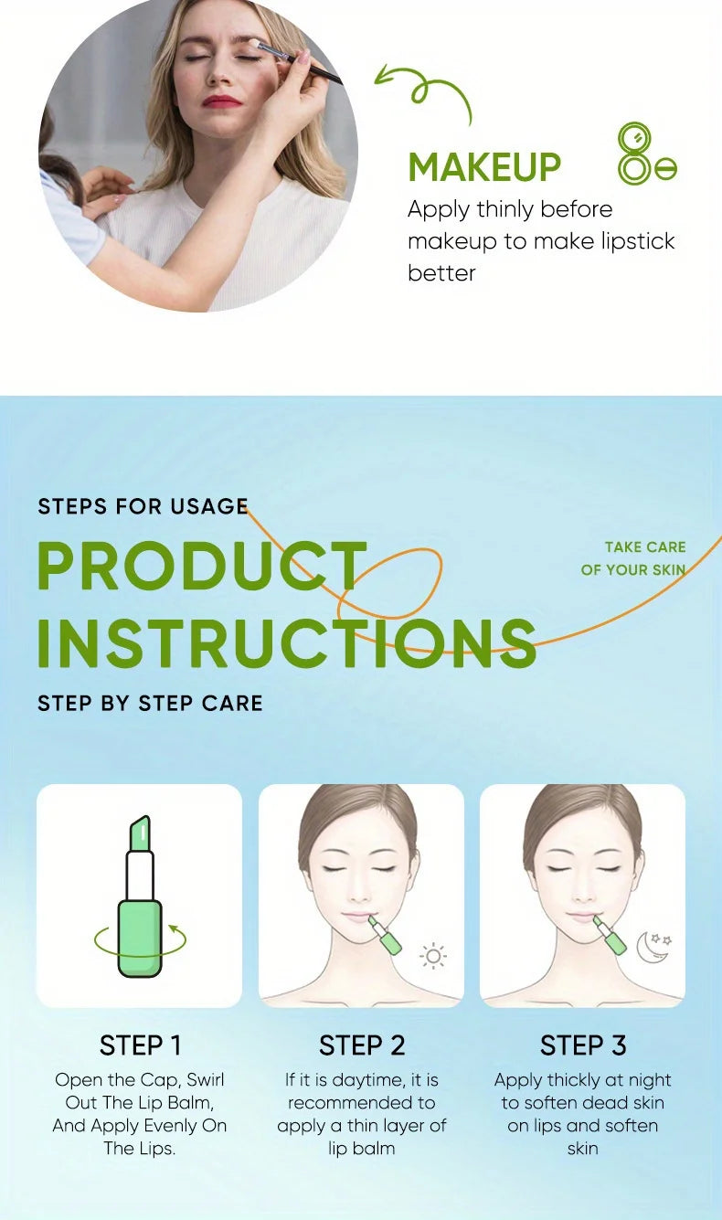 Bálsamo labial de aloe nutritivo, refrescante, hidratante e hidratante que previene grietas y reparar los labios suaves no irritantes