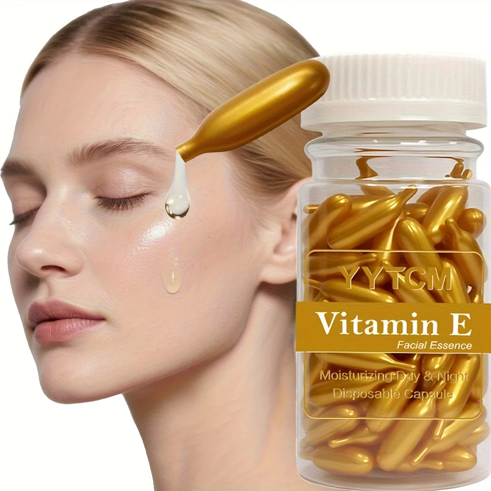 Cápsulas de suero de vitamina E, cápsulas de esencia de un solo uso, piel facial hidratante e hidratante, 90 cápsulas/botella - 1 botella