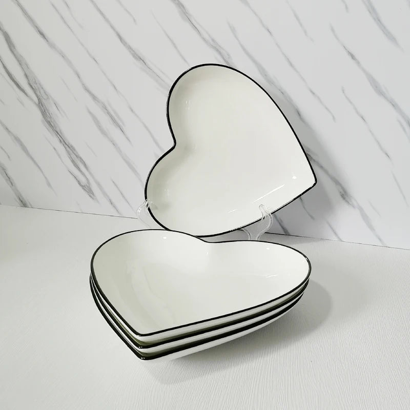 Ceramic Heart Plate Kitchen Cooking Dishes Lovers Tableware Special-shaped Plate Kitchen Utensils Porcelain New