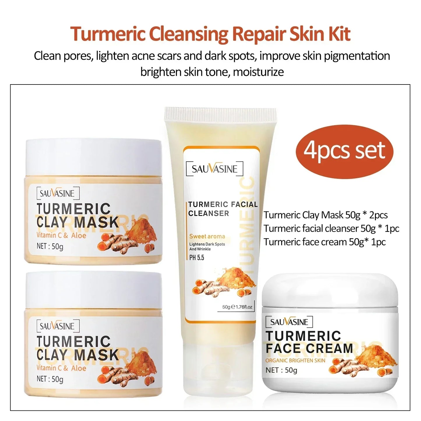 Turmeric Mud Mask Facial Purification Deep Cleansing Brightening Oil Control Beauty Anti-Acne Skincare Beauty-health Cerave