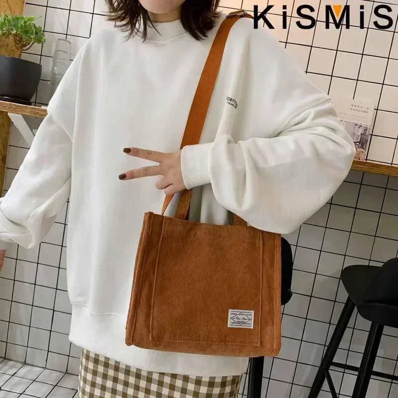 Bag For Women New Style Simple Corduroy Portable Large Capacity Bag Ins Fashion Trend Small Square Handbag