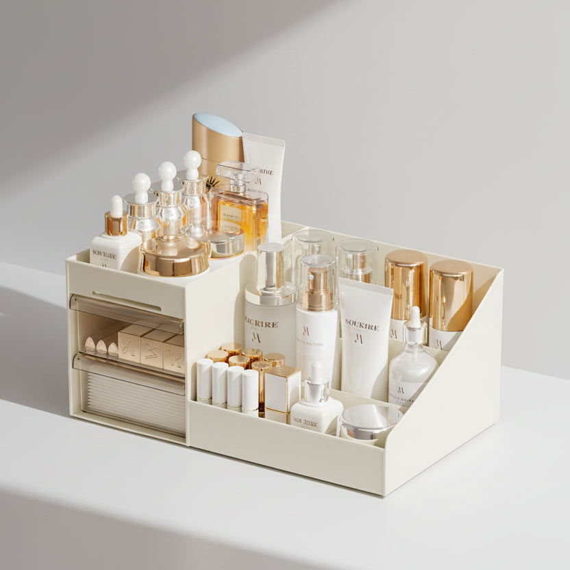 1 Organizador de cosméticos, estante organizador de escritorio, cajón organizador de dormitorio, organizador de cosméticos para dormitorio, estuche de exposición de cosméticos