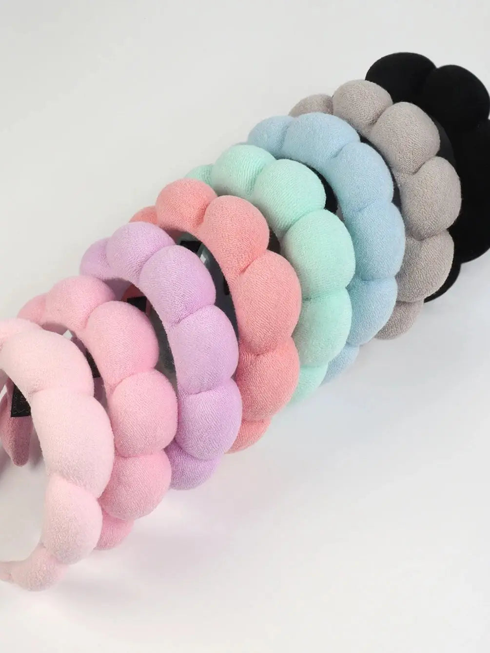 3 unit pulseras de lavado de microfibra de moda Scrunchies diadema hinchada Spa diadema de burbujas para lavar Maquillaje facial ducha cuidado de la piel