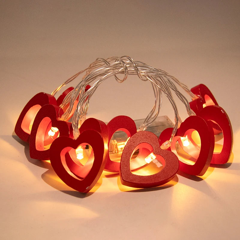 10pcs Valentine's Day Gift Anniversary Decorations heart shape fairy ligths