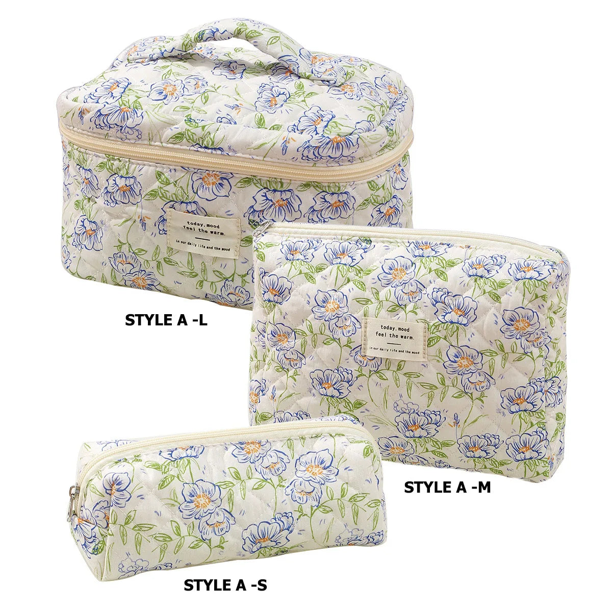Bolsa de maquillaje de algodón acolchado para mujer, organizador de cosméticos con cremallera, bolso de tela con forma de caja, estuche de aseo portátil para niñas, 1 Uds.
