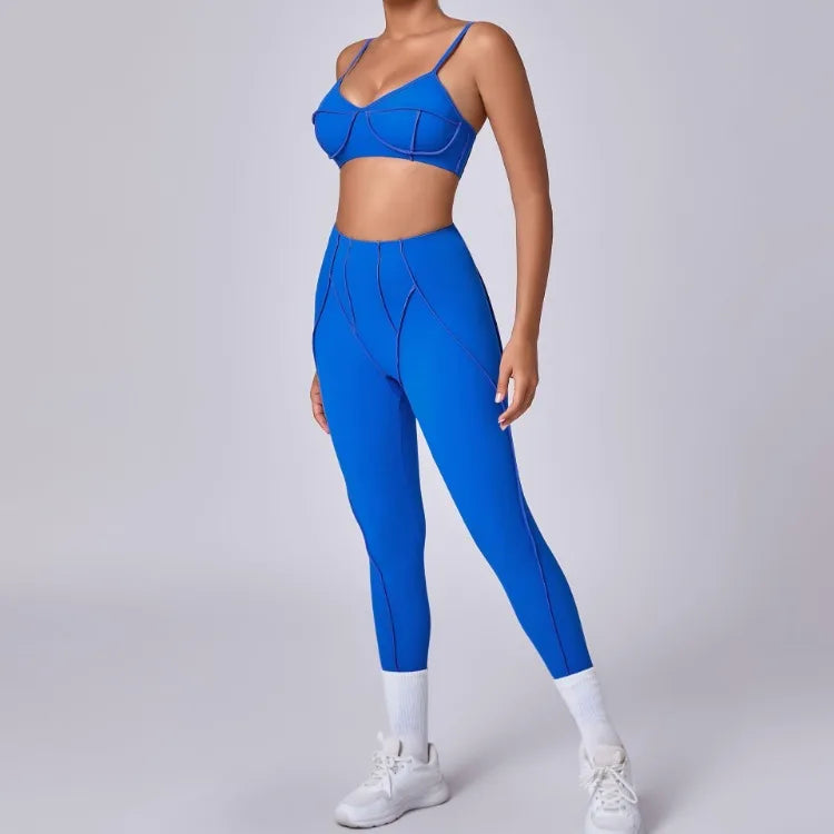 Yoga Sets Sports Fitness High Waist Hip-lifting Shapeing Trousers Backless Bra Suit Workout Gym Leggings Sets for Women