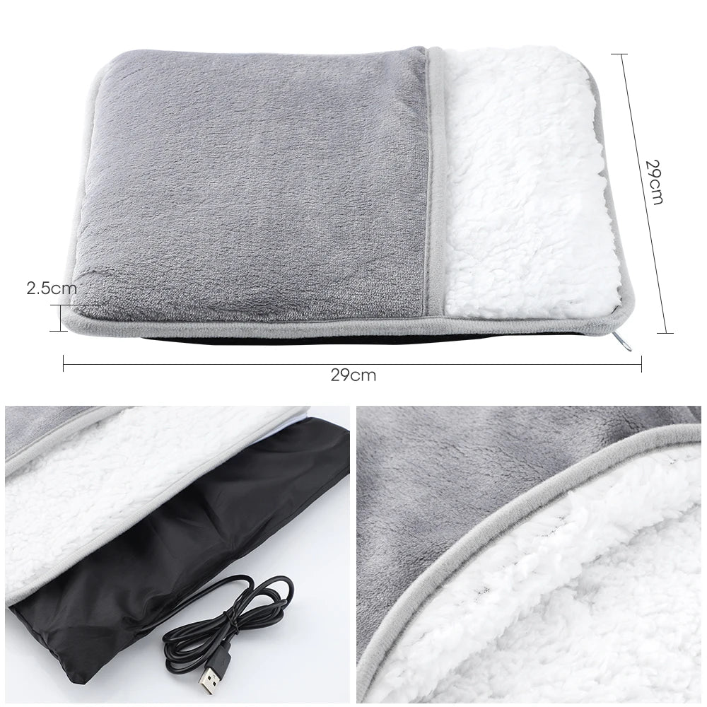 Foot Heating Pad USB Charging Soft Plush Washable Foot Warmer Heater Improve Sleeping Household Foot Warming Mat