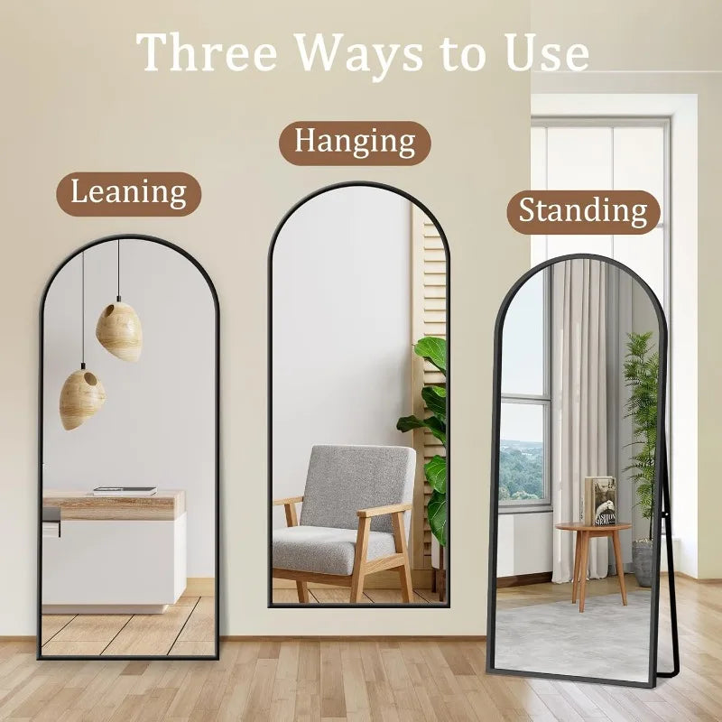 Full Length modern Mirror with Stand - 57" x 18" Aluminum Alloy Frame Full Body Mirror