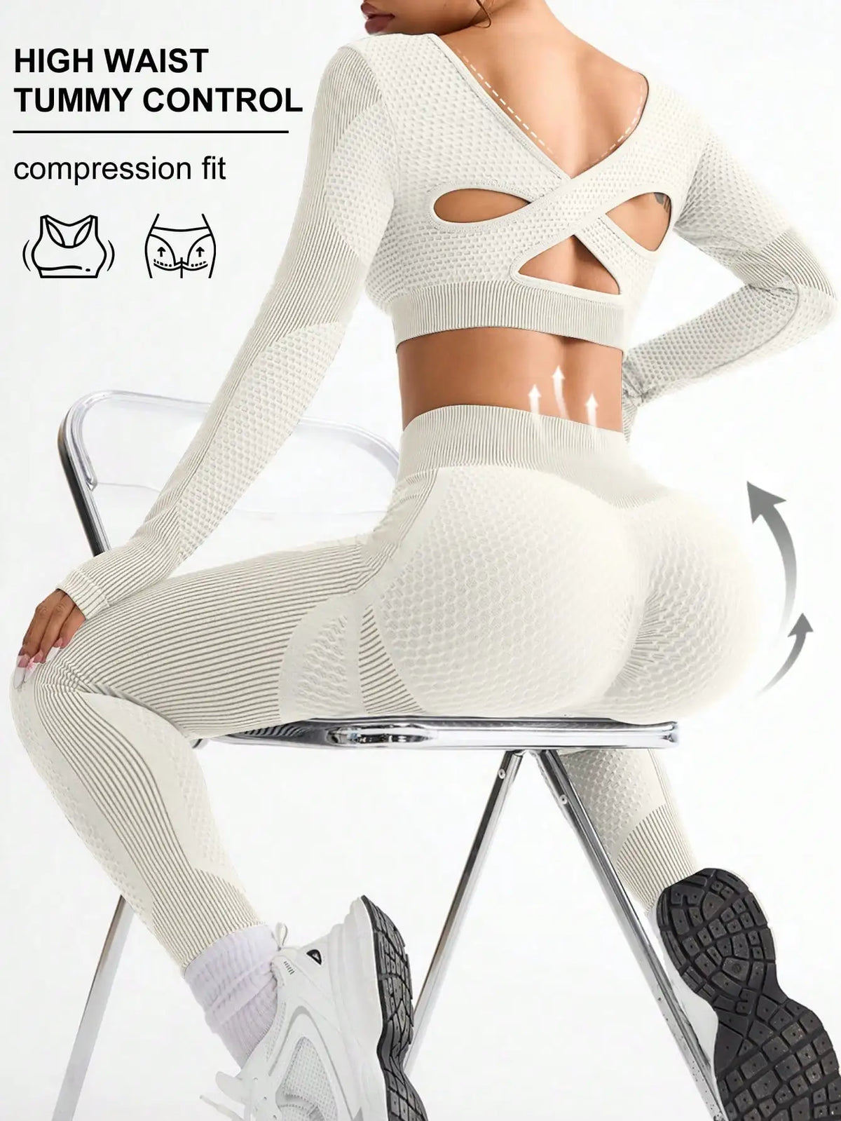 Traje de Yoga sin costuras para mujer, traje deportivo ajustado para correr, transpirable, para Fitness al aire libre, 2 uds.