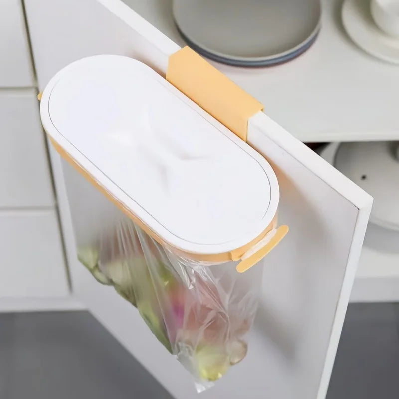 Portable Trash Bag Plastic Bracket Kitchen Cabinet Door Basket Hanging Trash Can Wall-Mounted Kitchen Organzier 