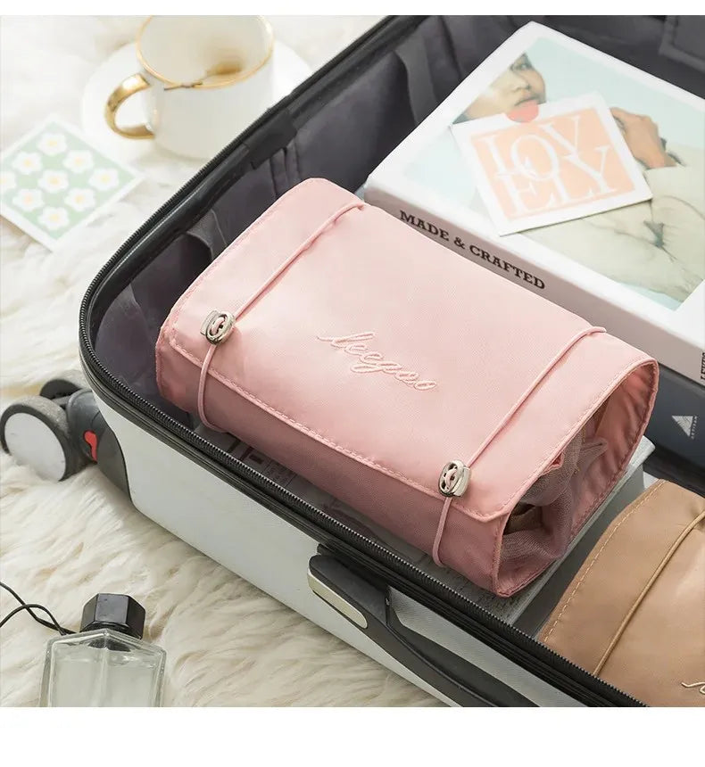 Bolsa de cosméticos desmontable, portátil, de gran capacidad, 4 en 1, bolsas de maquillaje, bolsa de aseo plegable portátil para almacenamiento de cosméticos de viaje