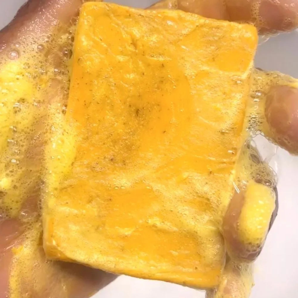 Jabón hecho a mano de cúrcuma, jabón de ácido kójico de limón, jabón de ducha y facial