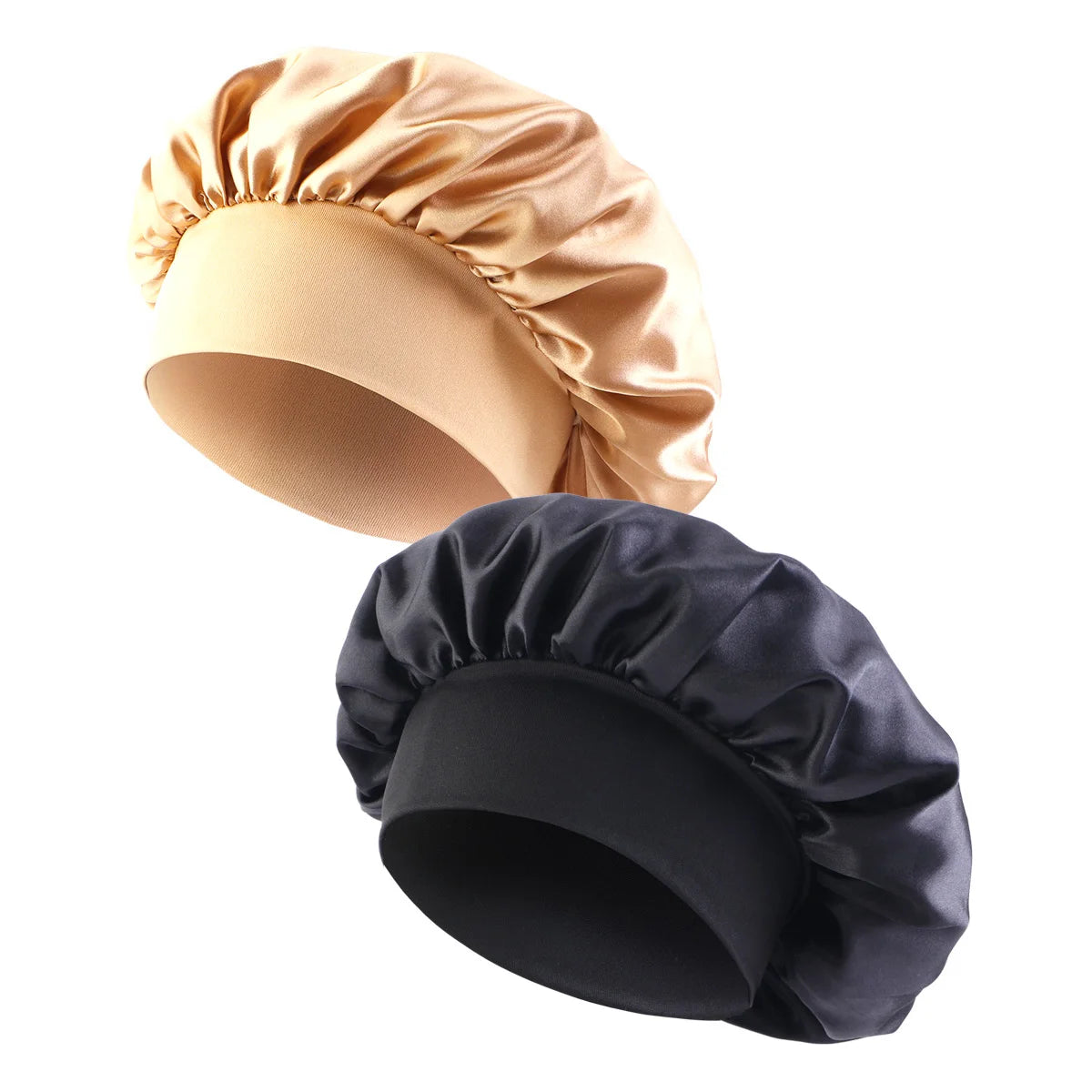 Nuevo gorro de dormir de ala ancha de satén, gorro sedoso para dormir, gorro para dormir con banda suave elástica, gorro de estilismo, herramienta para envolver el cabello