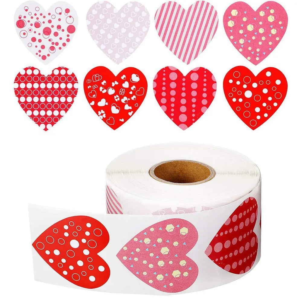 100-500pcs Sparkle Heart Stickers Red Love Scrapbooking Adhesive Stickers for Valentine's Day Wedding Decor Stationery Sticker