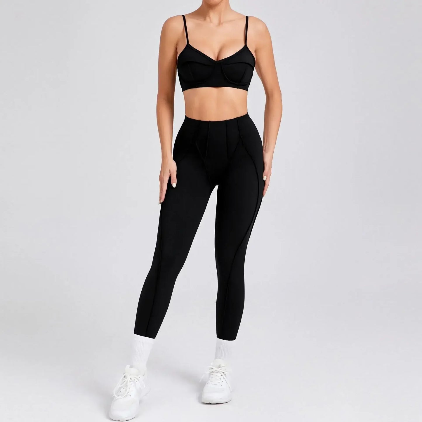 Yoga Sets Sports Fitness High Waist Hip-lifting Shapeing Trousers Backless Bra Suit Workout Gym Leggings Sets for Women