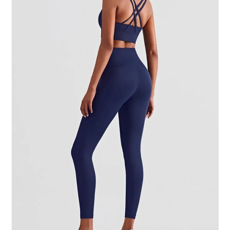 Ropa de Yoga de 2 piezas, chándal para mujer, ropa atlética, traje de Fitness para Pilates, entrenamiento de gimnasio, ropa de realce, Sujetador deportivo, traje de mallas