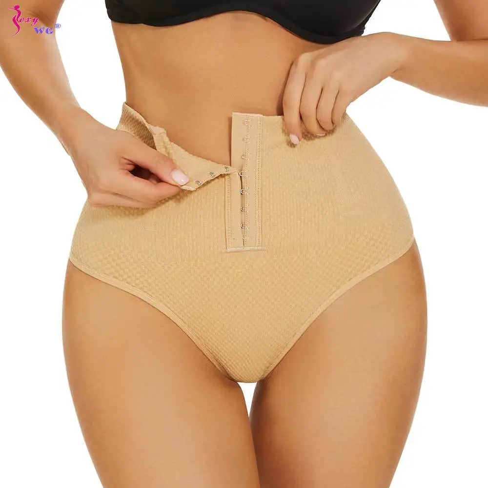 SEXYWG Women Shapewear Thong Panties Tummy Control Bodyshaper High Waist Shapewear Soft Slimming Flat Belly Underwear with Hook