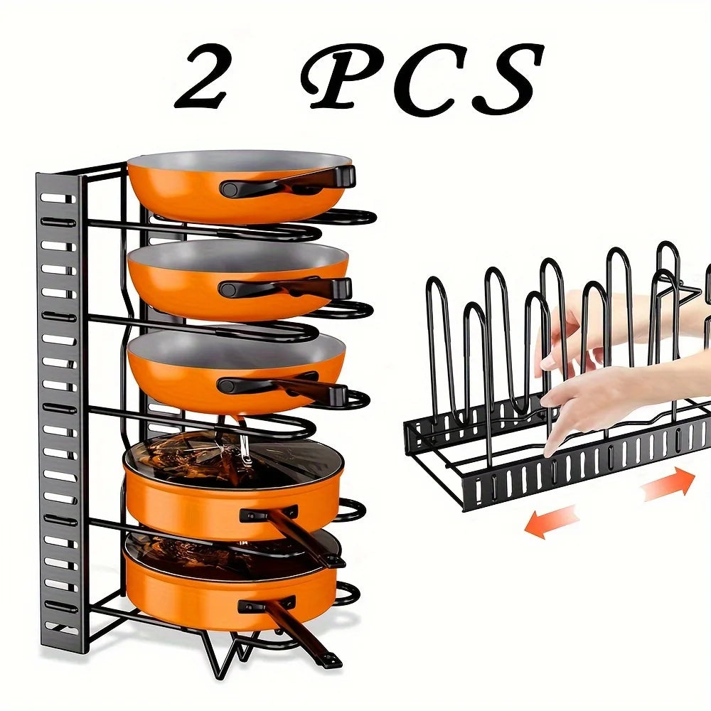 2 Pack  , Pot Rack Organizers, Kitchen Organization & Storage Rack, Adjustable Pot Lid Holders & Pan Rack