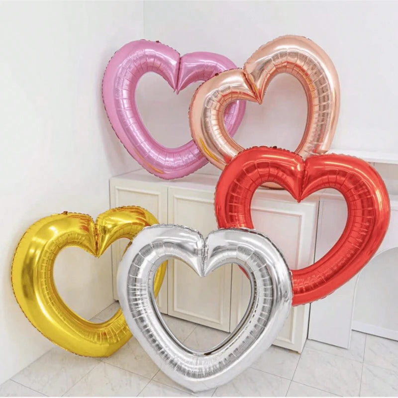 40inch Large Hollowed Out Heart Balloon, Wedding Party Love Balloon,Confession Surprise Love Aluminium Film Balloon