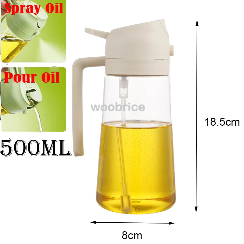 2in1 Kitchen Spray Oil Dispenser 500ml Oil  Sprayer Polisher for Air Fryer Salad Grilling Roasting Cooking Kitchen Acceesories