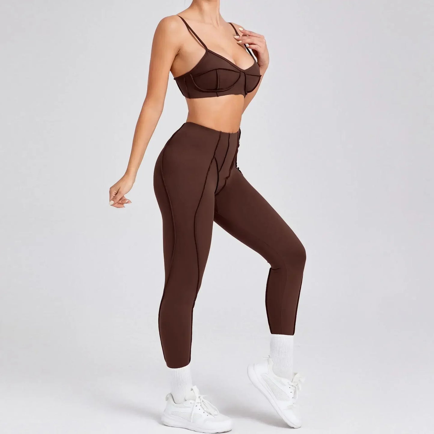 Yoga Sets Sports Fitness High Waist Hip-lifting Shapeing Trousers Backless Bra Suit Workout Gym Leggings Sets for Women