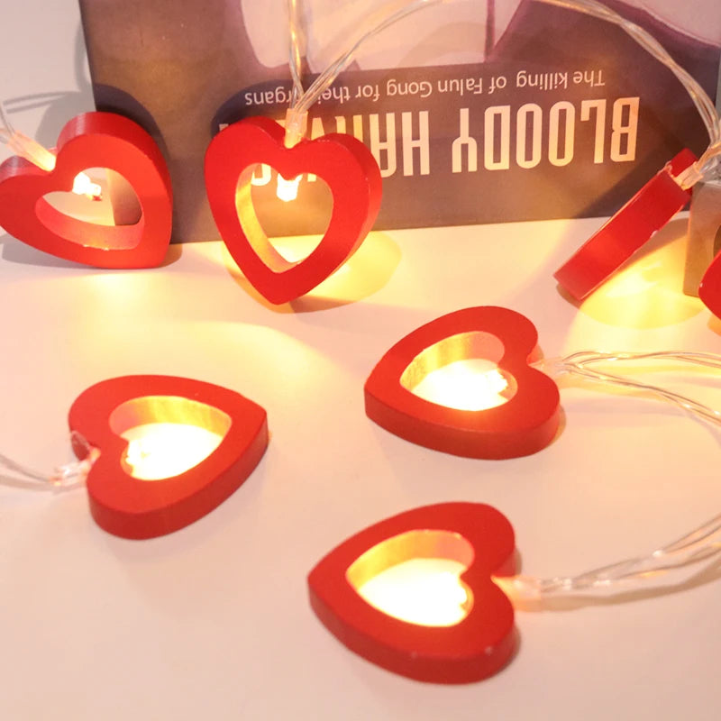 10pcs Valentine's Day Gift Anniversary Decorations heart shape fairy ligths