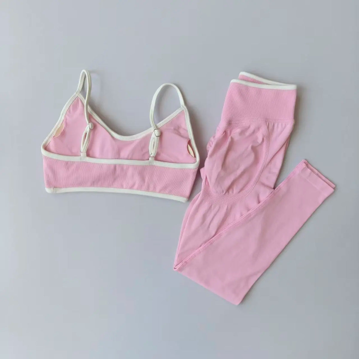 Conjuntos de mallas sin costuras para mujer, sujetadores y mallas deportivas con tiras, mallas esculpidas de cintura alta, pantalones para correr, trajes de gimnasio, 2 uds.