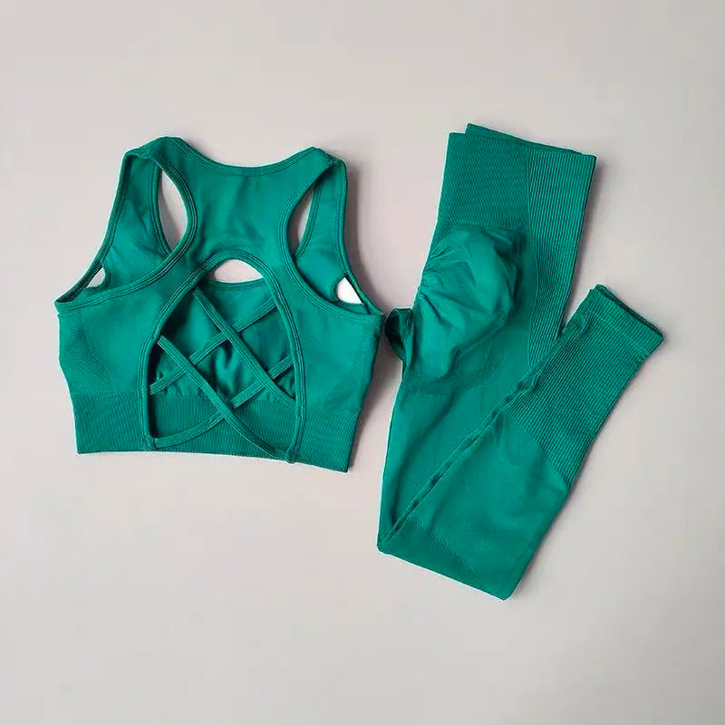 Conjunto de Sujetador deportivo para mujer, camiseta sin mangas profesional para Fitness, mallas para correr a prueba de golpes, traje de Yoga, ropa con sujetador trasero bonito, 2 uds.