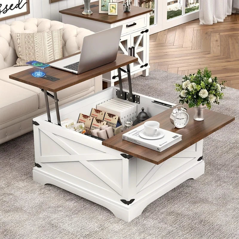 coffee table, lift top coffee table with wireless charging station, coffee table with large hidden storage