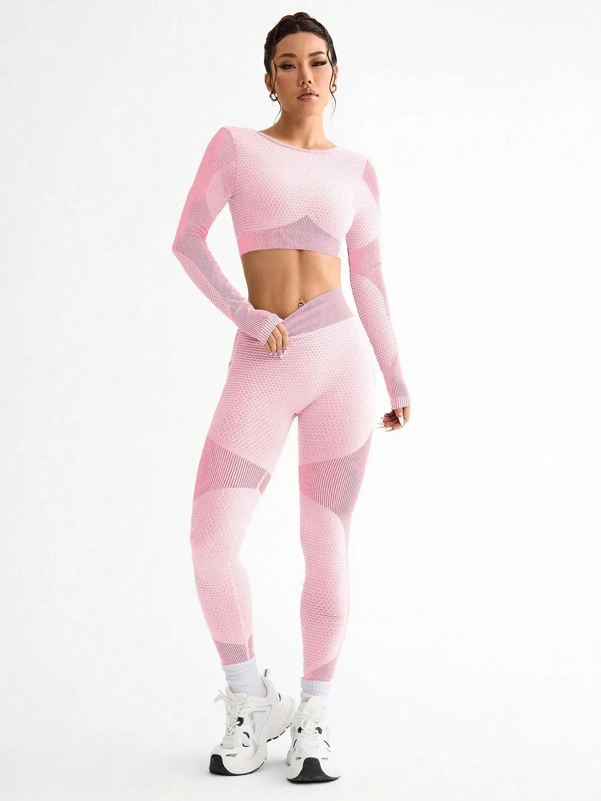Traje de Yoga sin costuras para mujer, traje deportivo ajustado para correr, transpirable, para Fitness al aire libre, 2 uds.