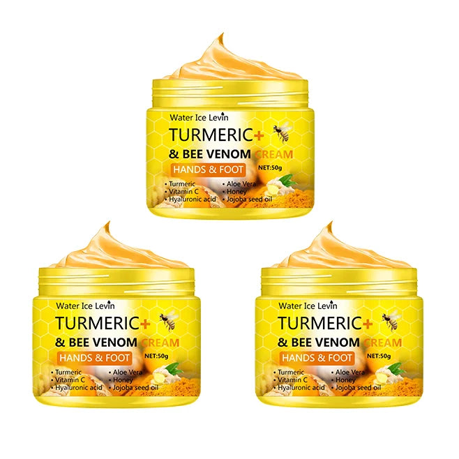 Crema antisecado para pies con veneno de abeja y cúrcuma, reparación de grietas para manos, crema para el cuidado de la piel, pies muertos, piel de las manos